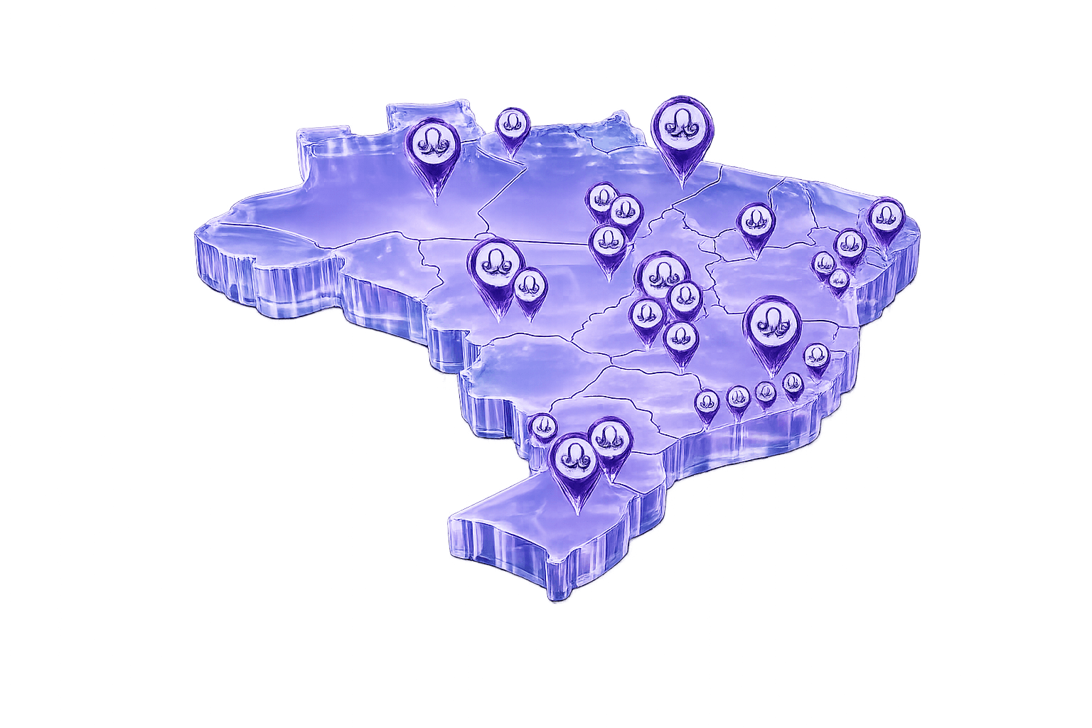 Mapa do Brasil com as cidades de origem dos alunos TAP.EDUCAÇÃO